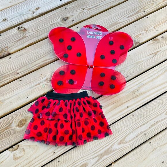 🐞 Kids Costume Set- Ladybug Skort & Wings - Picture 2 of 8